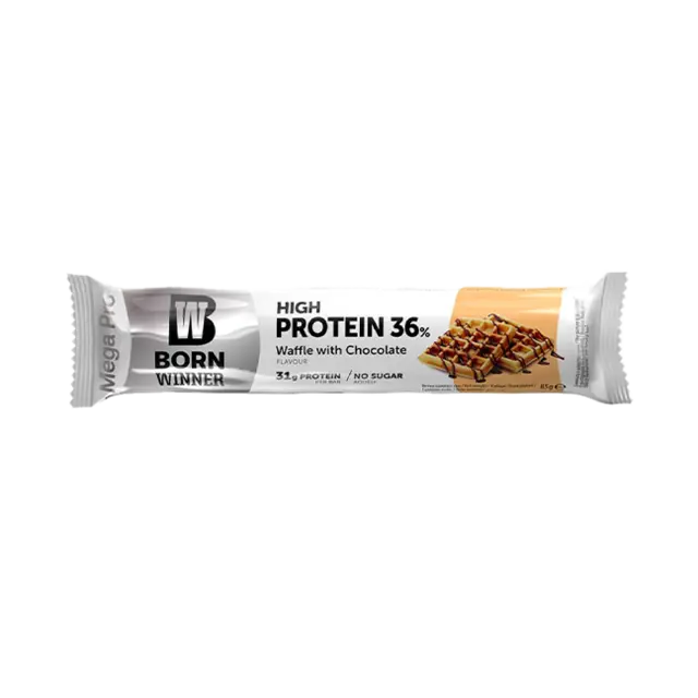 Born Winner Mega Pro Protein bar High Protein 36% Waffle with Chocolate Flavour 55g