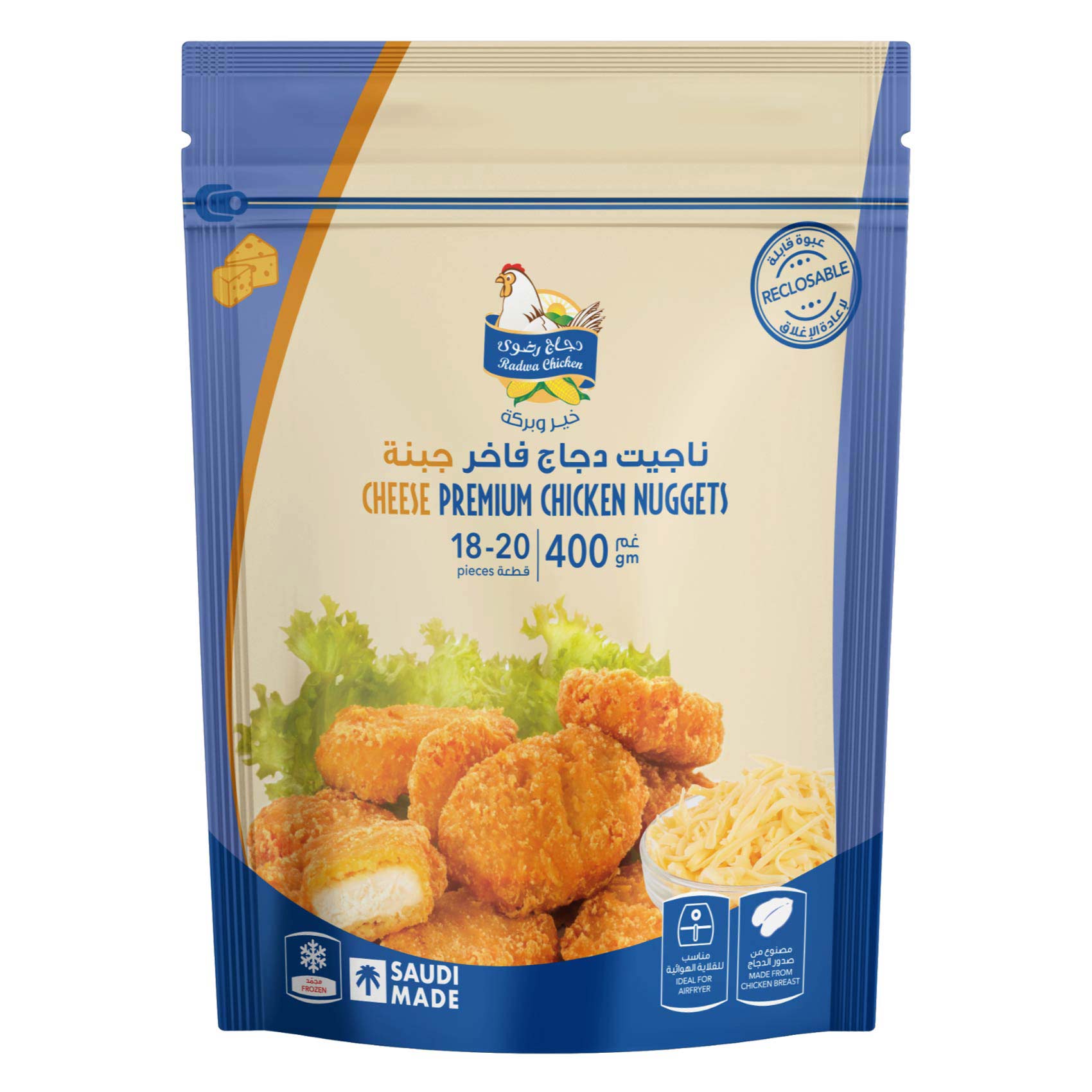 Radwa Frozen Premium Chicken Nuggets Cheese 400400g