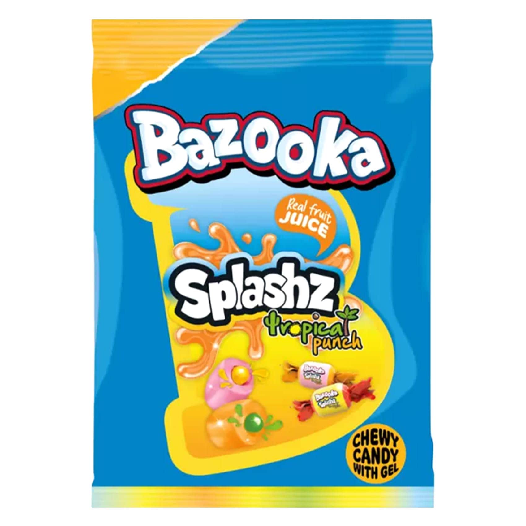 Bazooka Splashz Tropical Punch Chewy Candy 120g