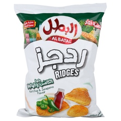 Al Batal Ridges Potato Chips Ketchup & Jalapeno Flavor 155g