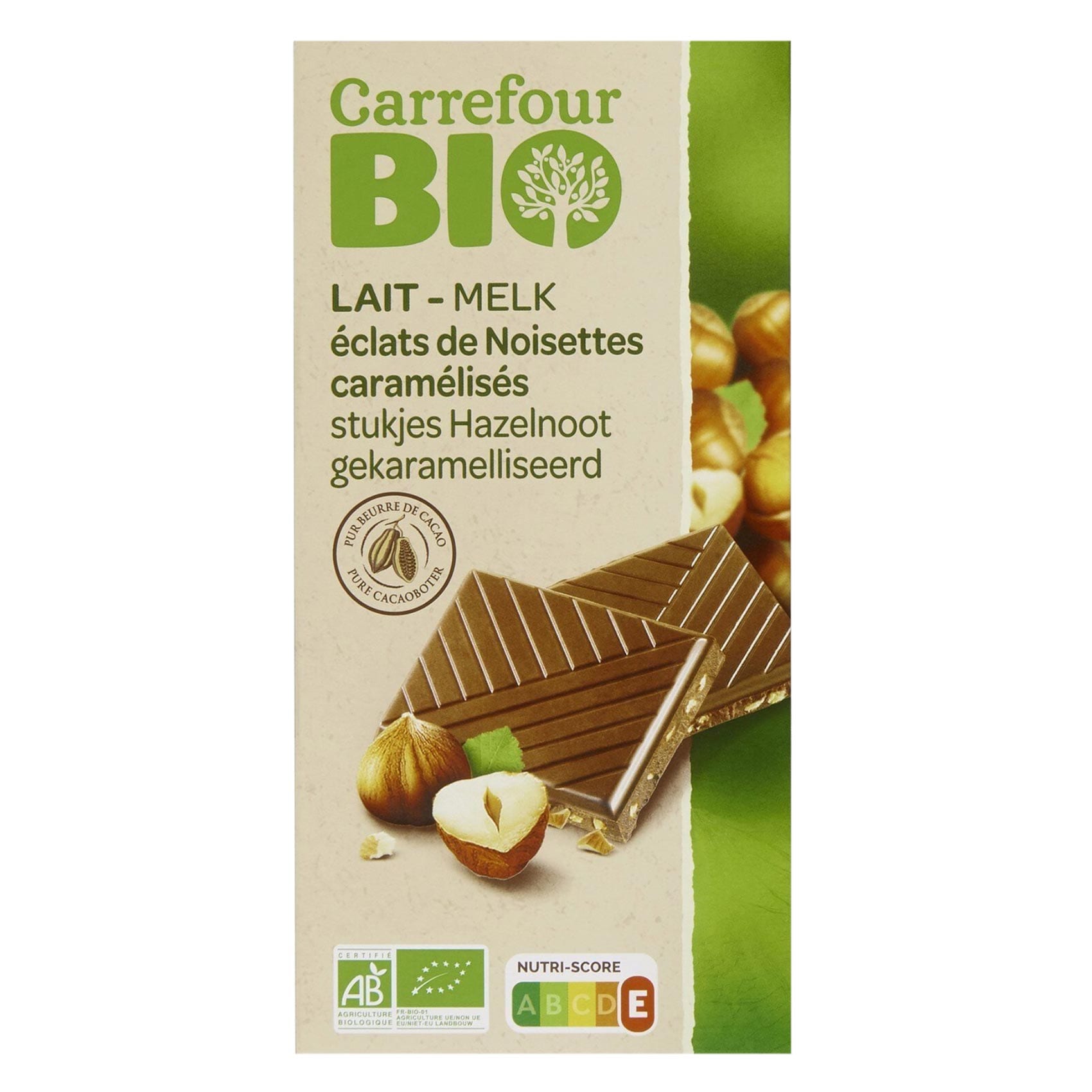 Carrefour Bio Caramelized Hazelnut Milk Chocolate Bar 100g