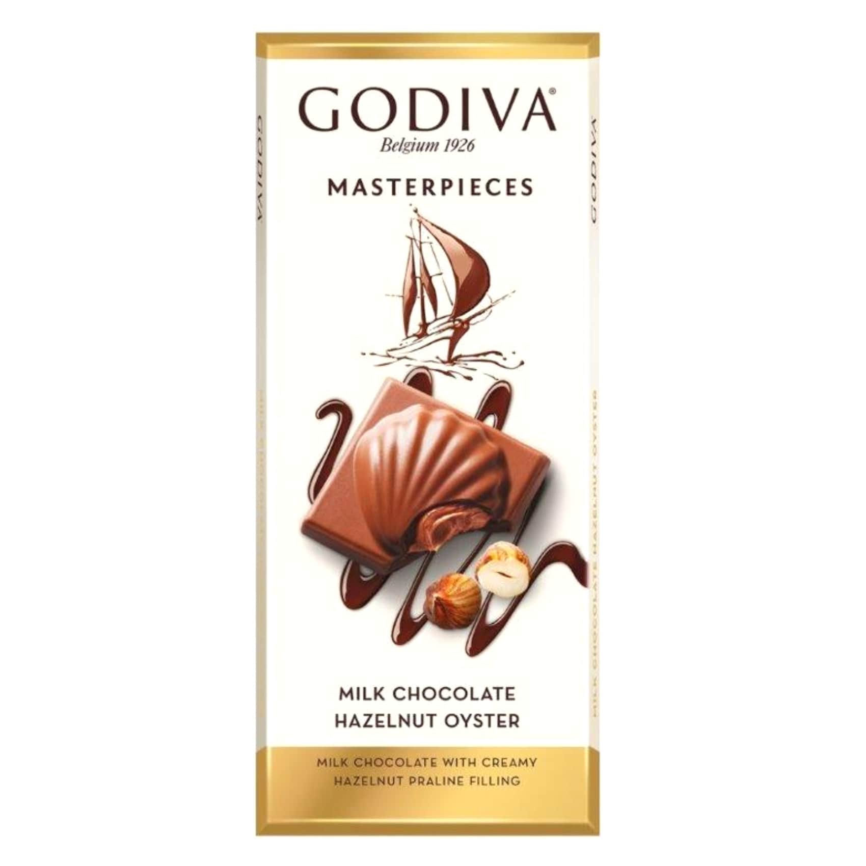 Godiva Milk Chocolate with Creamy Hazelnut Praline Filling Oyster 83g