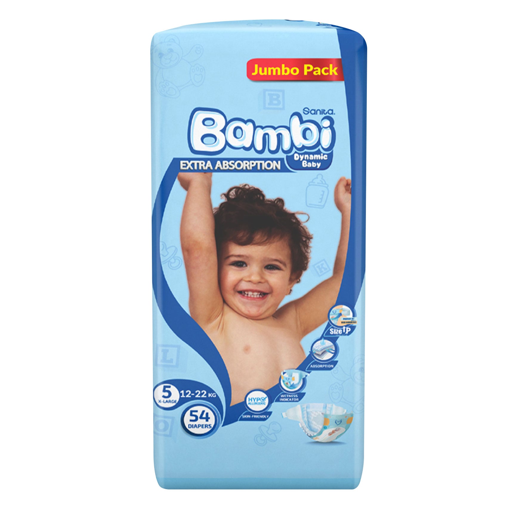 Sanita Bambi Diaper Size 5 XL 12-22kg Jumbo Pack 54 Count