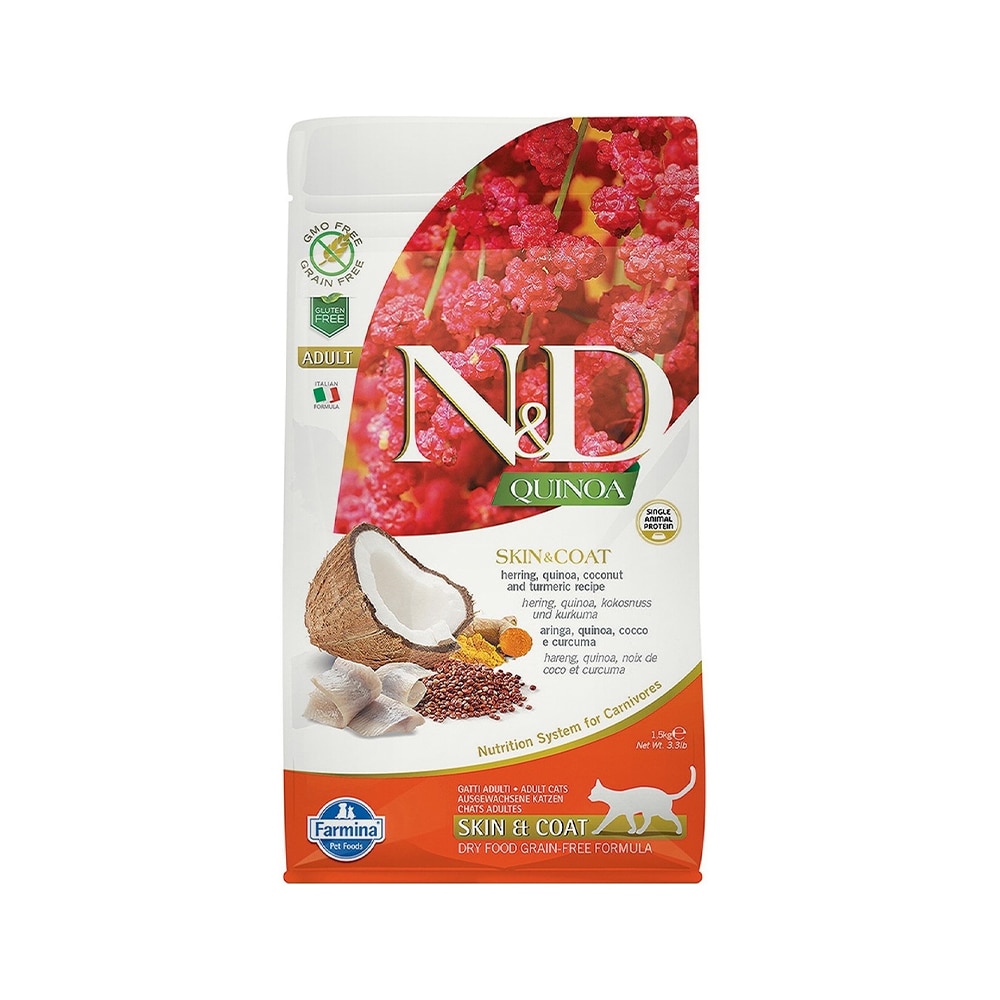 Farmina N&D Quinoa Skin and Coat Herring Dry Cat Food - 1.5 kg