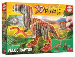 Educa Borras 3d Creature Puzzle Velociraptor 64 Pieces