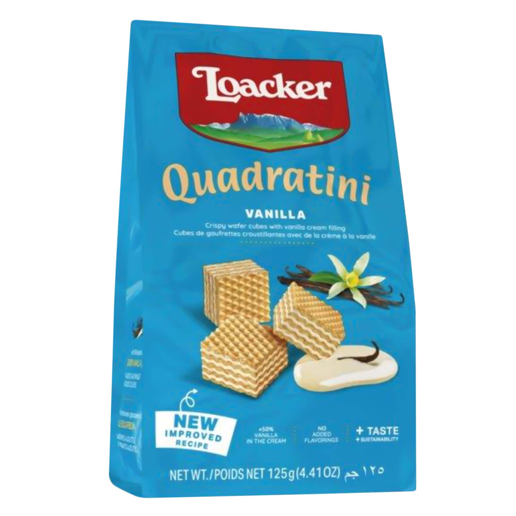 Loacker Quadratini Napolitaner Bite Size Wafer Vanilla Cream Filling 125g
