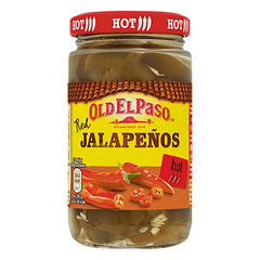 Old El Paso Hot & Sweet Sliced Red Jalapenos 215g