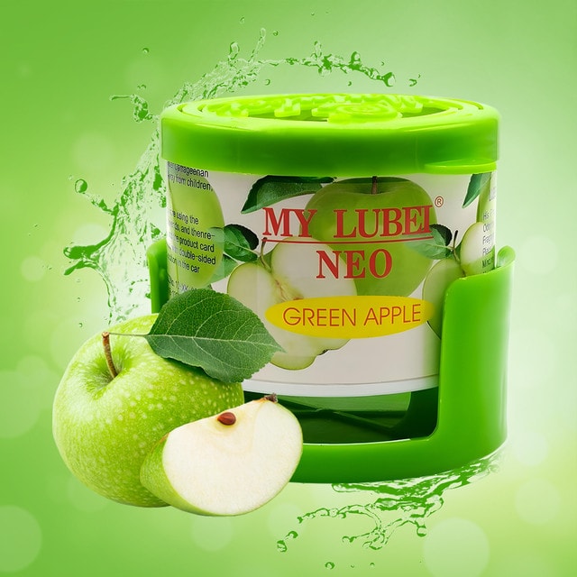 MY LUBEI NEO Green Apple Air Freshener for Car, Home & Office – Long-Lasting Up to 8 Weeks, Natural Green Apple Scent, Odor Eliminator, Gel-Based, Portable Can Freshener