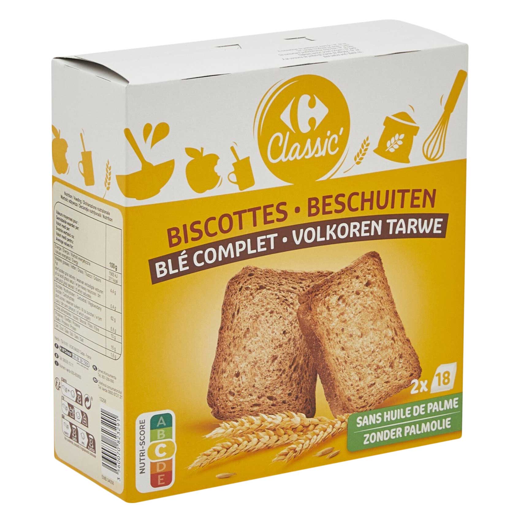 Carrefour Classic' Whole Wheat Rusks 300g