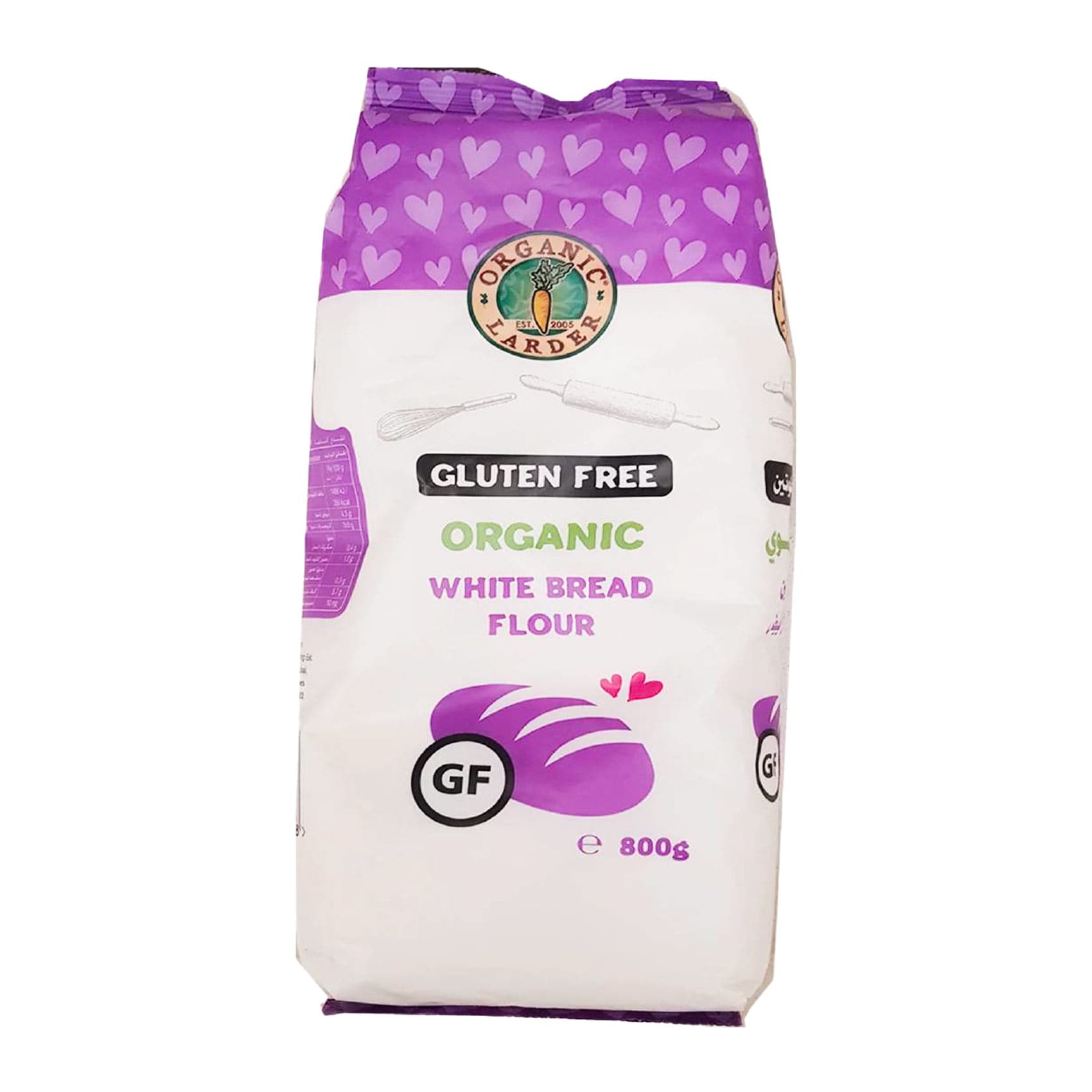 Larder organic white bread flour gluten free 800g