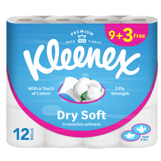 Kleenex Dry Soft Toilet Tissue Paper 9+3Rolls
