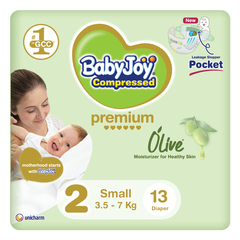 BabyJoy Olive Oil Moisturizer for Healthy Skin Diapers Size 2 Small (3.5-7 KG) 13Diapers