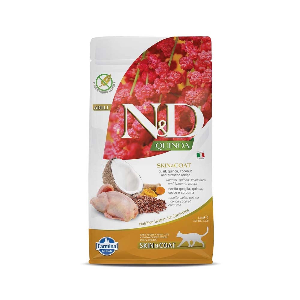 Farmina N&D Quinoa Skin and Coat Quail Dry Cat Food - 1.5 kg