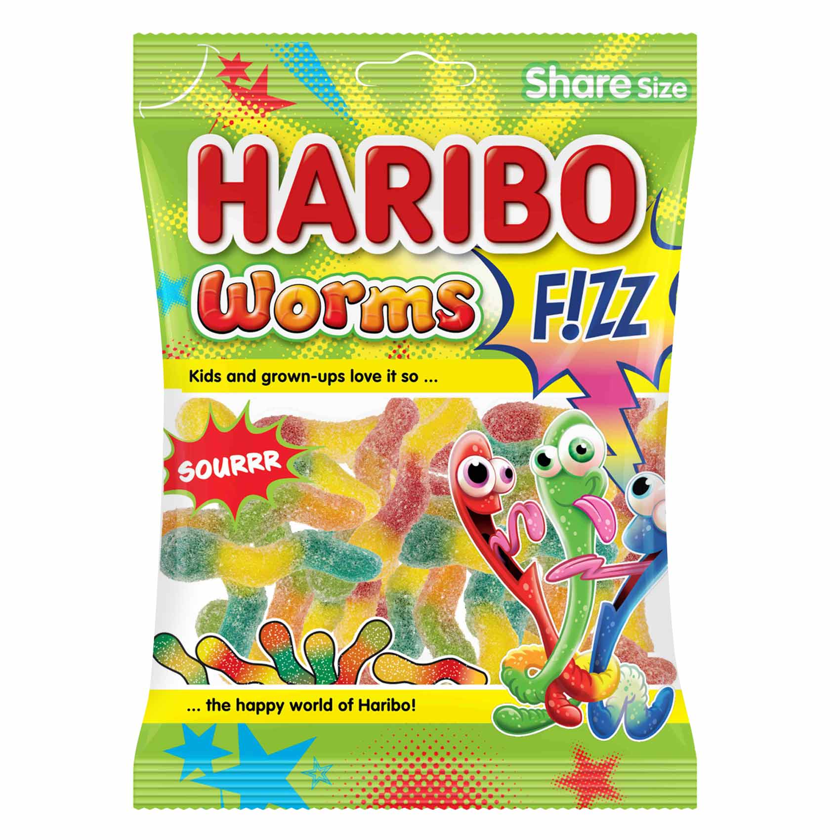Haribo Fizz Gummy Worms Candy 70g