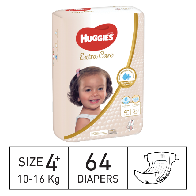 Diapers Extra Care | Jumbo Pack | Size 4+ | Weight 10 - 16 Kg