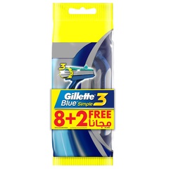 Gillette Blue Simple3 Men’s Disposable Razors 8+2pc