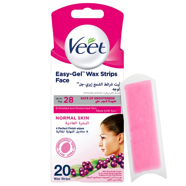 Easy-Gel Wax Strips for Face Suitable Normal Skin Up to 28 Days of Smoothness