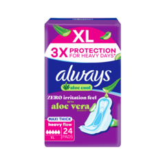 Always Aloe Cool Pads for Heavy Days XL Maxi Thick Sanitary Pads 24Pads