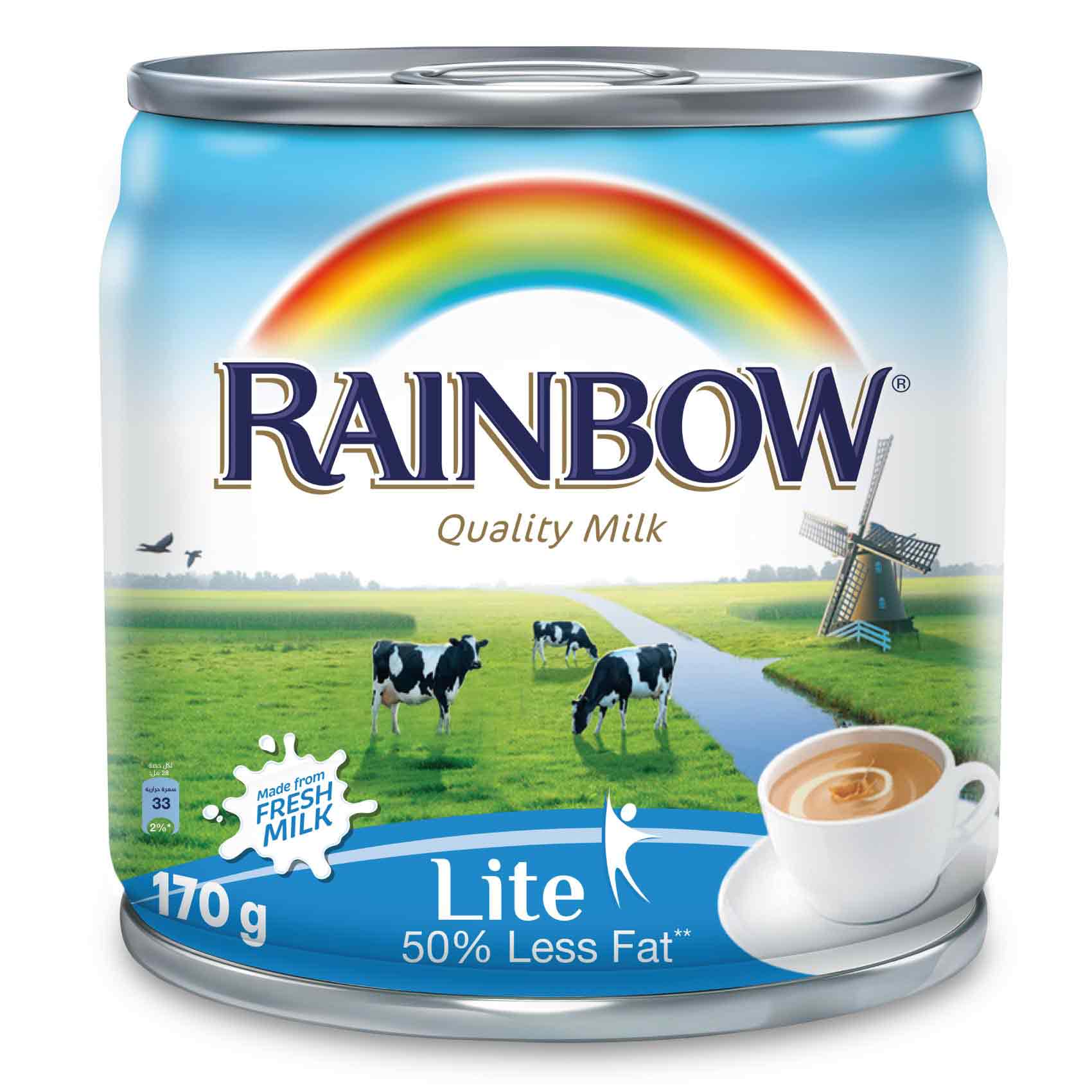 Rainbow Low Fat Evaporated Milk 170g