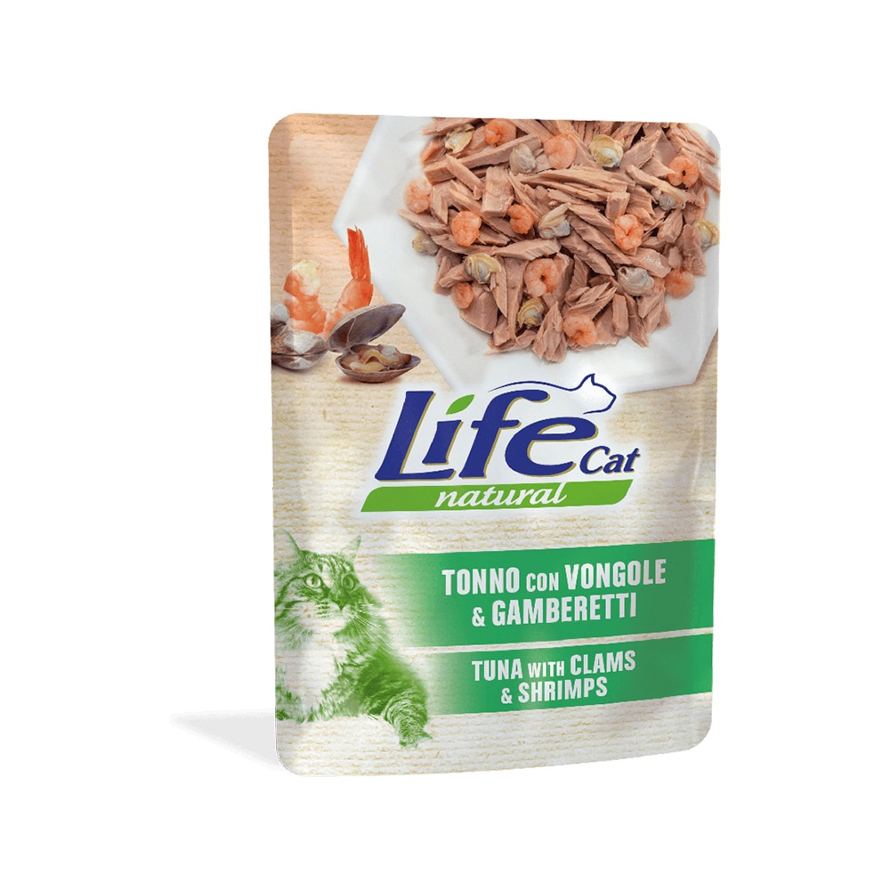 Life Cat Natural Tuna with Clams and Shrimp Cat Food Pouch - 70 g