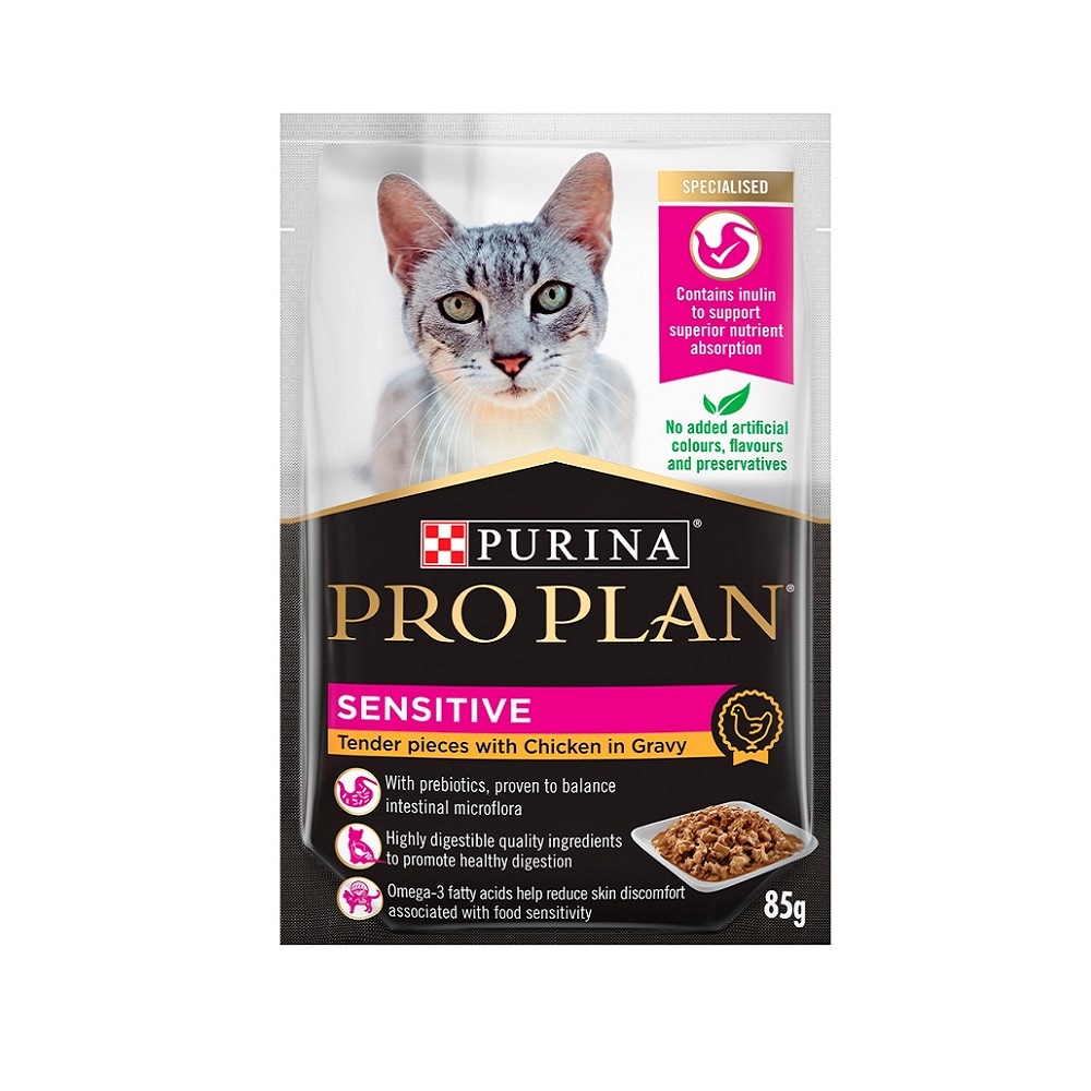 Purina Pro Plan Sensitive Skin with Chicken in Gravy Cat Food Pouch - 85 g