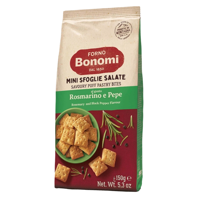Mini Sfoglie Puff Pastry Bites Rosemary & Pepper 150 G