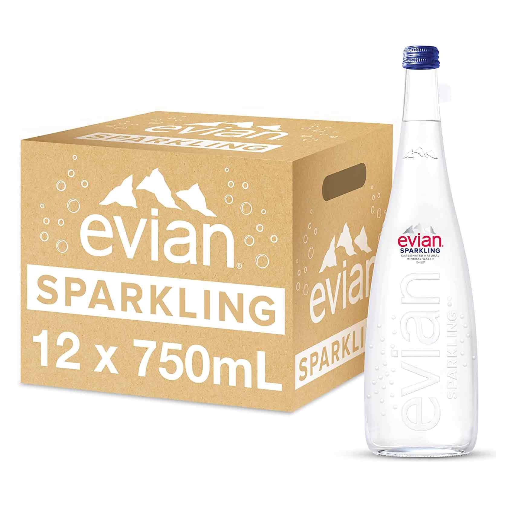 Evian Sparkling Water 750ml ×12