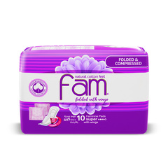 Fam Folded & Compressed Super Pads With Wings 10pads