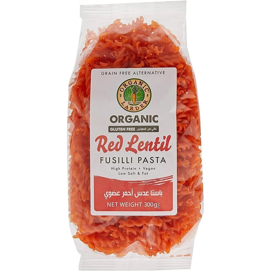 Larder Organic Gluten Free Red Lentil Fusilli Pasts 300g