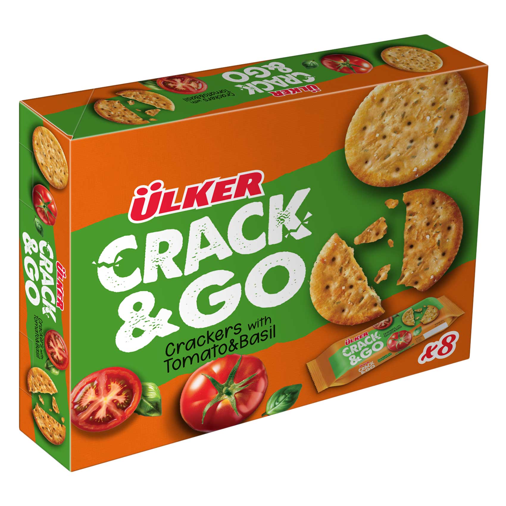 Ulker Crack&Go - Crackers With Tomato & Basil, 36g x8