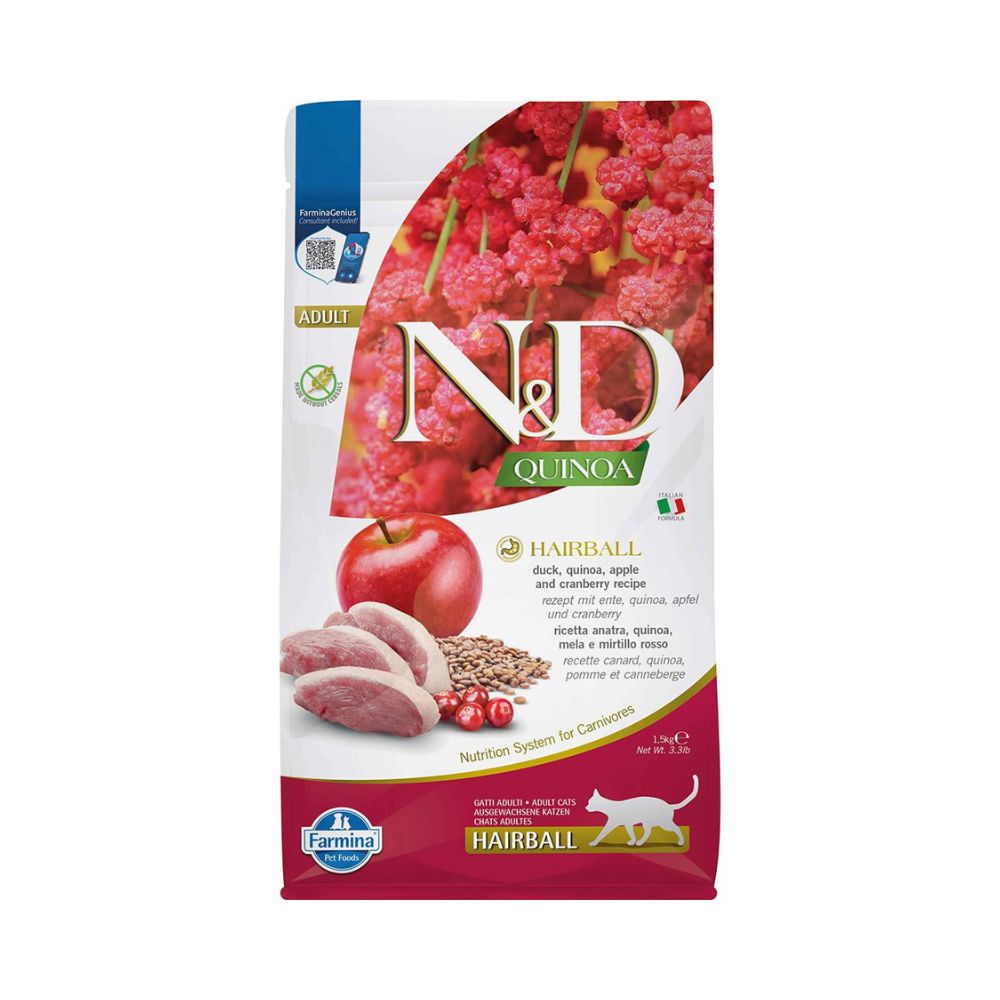 Farmina N&D Quinoa Hairball Duck Adult Dry Cat Food - 1.5 kg
