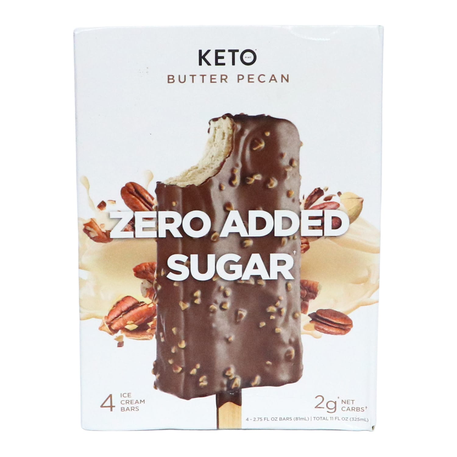 Keto Pint Zero Added Sugar Butter Pecan Ice Cream Bars 4 x 81 ml
