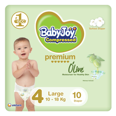 BabyJoy Olive Oil Moisturizer for Healthy Skin Diapers Size 4 Large (10-18 KG) 10Diapers