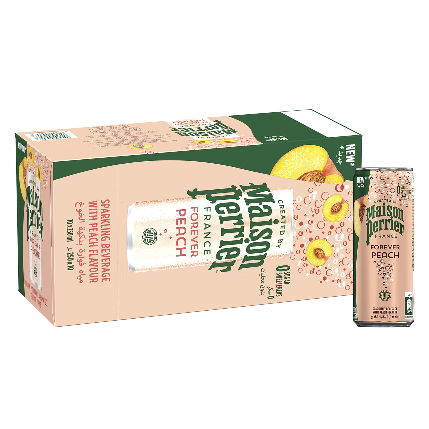Maison Perrier Sparkling Water with Forever Peach Flavour Slim Can 10 x 250 ml
