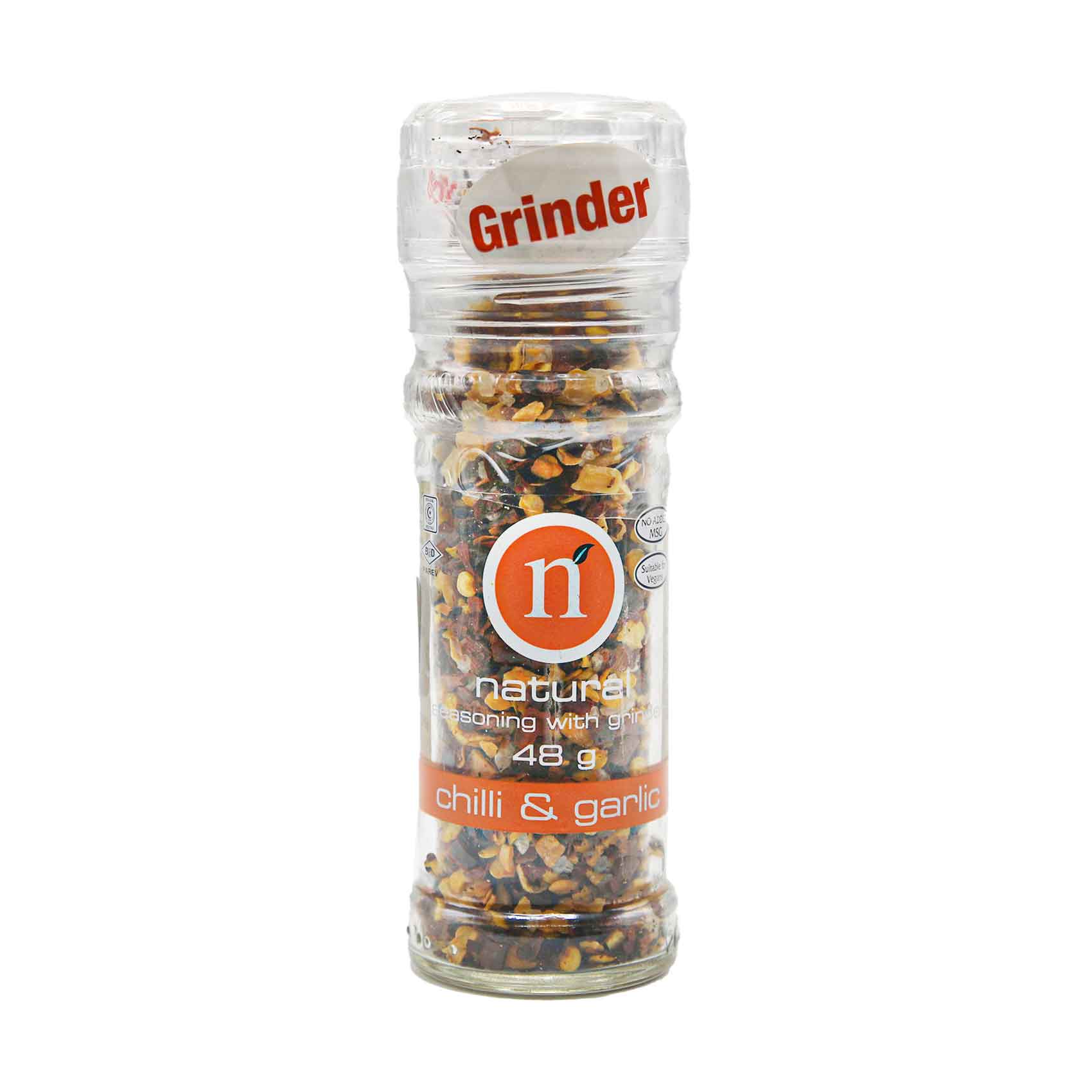 Natural Chilli And Garlic Seasoning With Grinder 48g