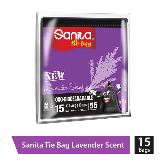 Sanita X-Large Lavender Scent Tie Bags (55 Gallons) 15pc
