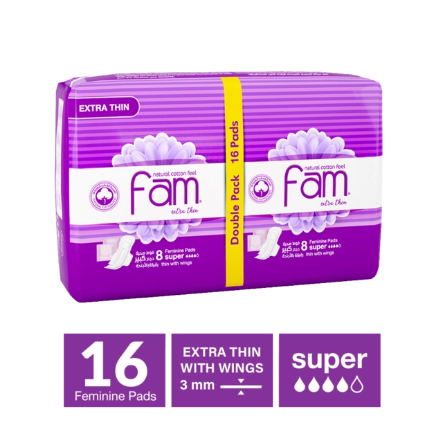 Fam Maxi Extra Thin Pads With Wings 2*8Pads