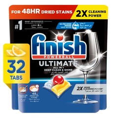 Finish Powerball Ultimate All in 1 Dishwasher Tablets Lemon Sparkle 32Tabs