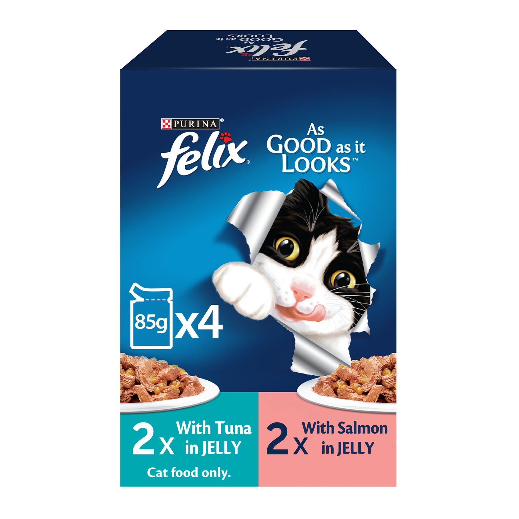 PURINA Felix As Good As It Looks Cat Food In Jelly With Tuna & Salmon 85g x4